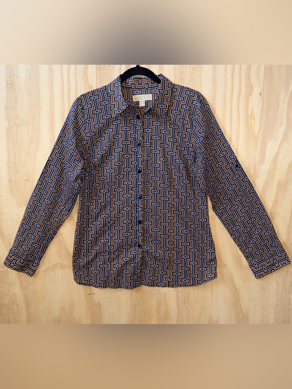 Michael Kors Women's 12 Designer Long Button Down Collar Blouse Top Shirt EUC